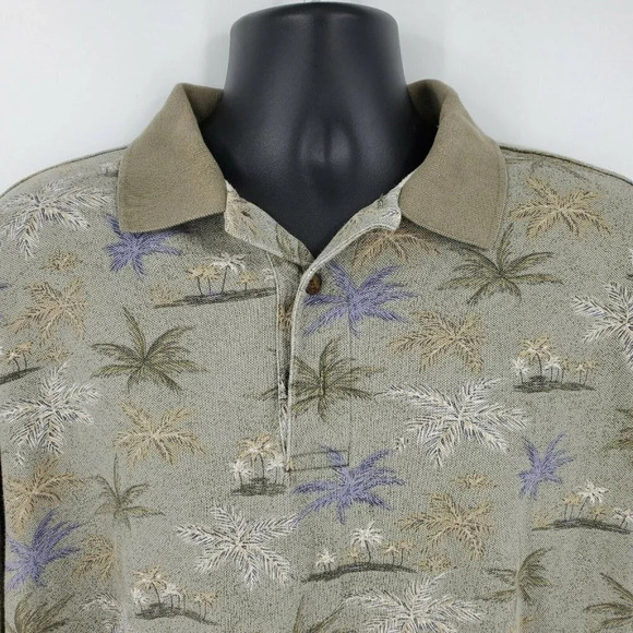 Woolrich Men's Palm Tropical Tree Print Short Sleeve Polo Shirt Size Large‎ - Picture 3 of 11